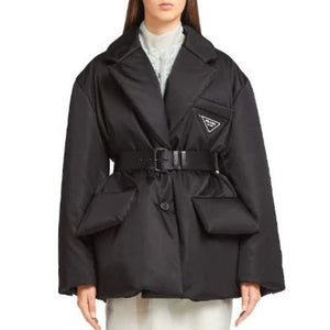 프라다 리나일론 개버딘 푸퍼 벨트 미디움 패딩 자켓