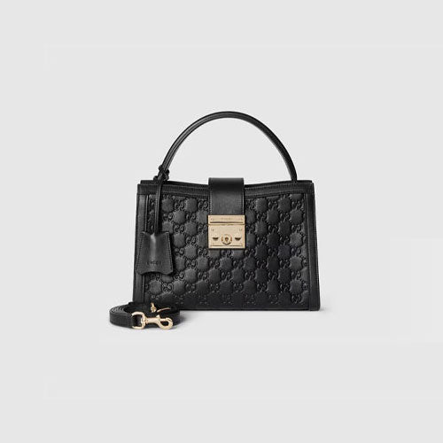 구찌 패들락 미디엄 탑 핸들백 블랙 ‎838992