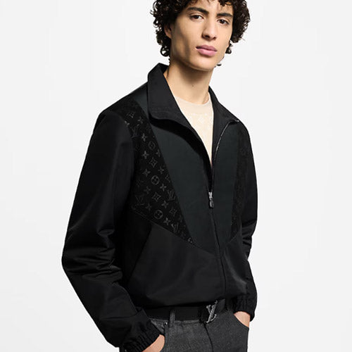 루이비통 레더 믹스 트랙수트 탑 재킷 블랙 1AHVM1