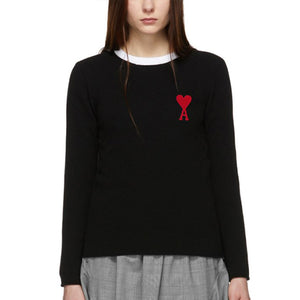 [국내배송] 아미 하트 로고 자수 라운드 여성 니트 2color