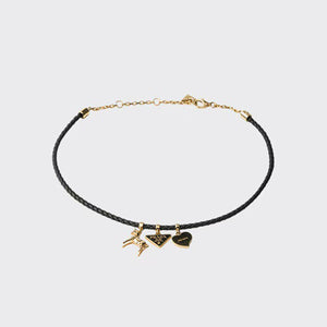 프라다 브레이디드 나파 가죽 참 목걸이