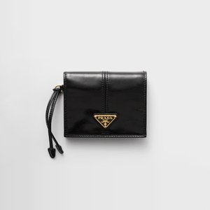 프라다 광택 가죽 스몰 지갑 블랙 1MV204