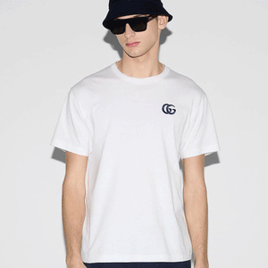 [국내배송] 구찌 더블 G 로고 자수 반팔티 화이트
