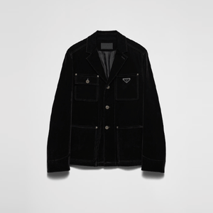 프라다 삼각 로고 벨벳 데님 블루종 GEB276