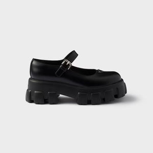 프라다 브러시드 가죽 모놀리스 메리 제인 1F080O