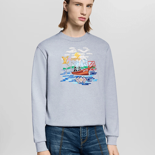 루이비통 엠브로이더드 스웨트셔츠 그레이 1AIMM7