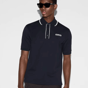 [국내배송] 구찌 코튼 피케 폴로 반팔 셔츠 네이비