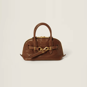 미우미우 아방뛰르 나파 가죽 스몰 탑 핸들백 브라운 5BB169