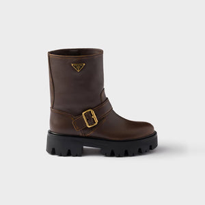 프라다 빈티지 레더 버클 부츠 브라운