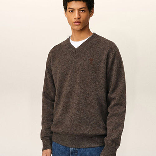 [국내배송] 아미 드 꾀흐 톤온톤 로고 브이넥 스웨터 남성용 4color