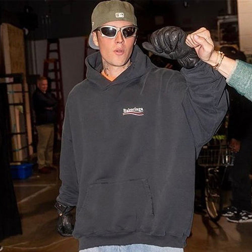 [국내배송] 발렌시아가 폴리티컬 웨이브 자수 로고 후드티 5color