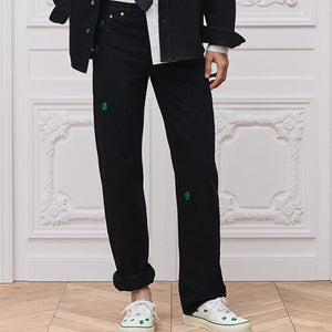 디올 클로버 자수 트랙 팬츠 블랙