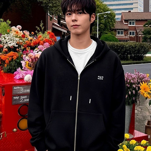 [국내배송/당일출고] 셀린느 트리오페 스몰 로고 후드 집업 블랙 (박보검,홍경,문가영 착용) - 업그레이드 버전 -