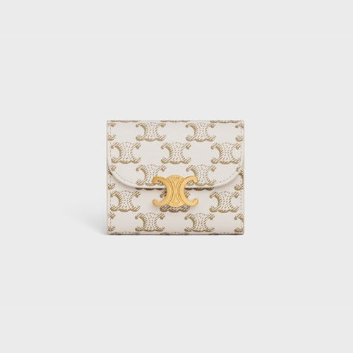 셀린느 트리오페 캔버스 플랩 반지갑 화이트