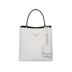 프라다 파니에 사피아노 가죽 토트 크로스백 M 화이트