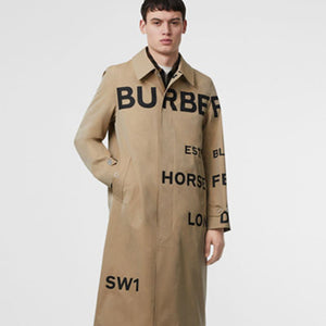 [국내배송] 버버리 호스페리 프린트 코튼 개버딘 카 코트 허니