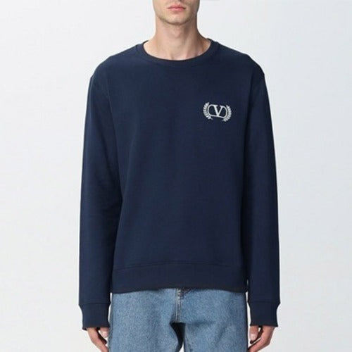[국내배송] 발렌티노 V 로고 코튼 맨투맨 네이비