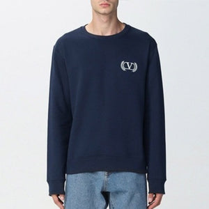 [국내배송] 발렌티노 V 로고 코튼 맨투맨 네이비