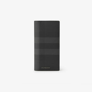 버버리 체크 레더 장지갑 차콜