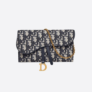 디올 오블리크 새들 체인 장지갑