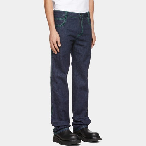 [국내배송] 보테가베네타 그린 탑스티치 포켓 크롭 라인 데님 팬츠 (연예인 다수 착용)