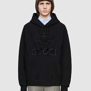 [국내배송] 구찌 테니스 자수 로고 후드티 블랙