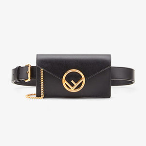 펜디 F 로고 레더 벨트백 블랙