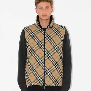 버버리 리버시블 체크 나일론 패딩 질레