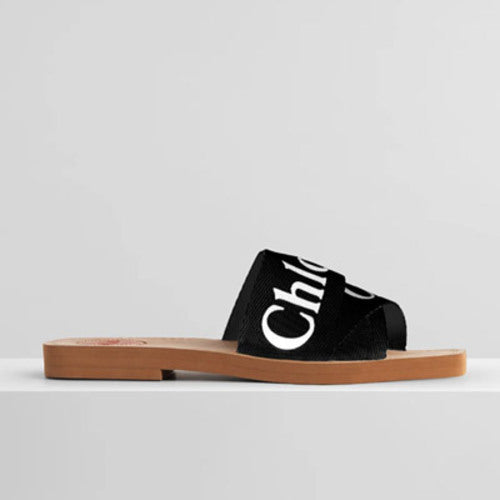 끌로에 우디 캔버스 슬라이드 블랙 (윤아 착용)