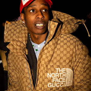 구찌 X 노스페이스 프린트 패딩 자켓 베이지