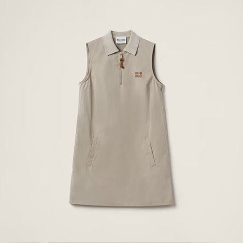 미우미우 파나마 코튼 드레스 클레이 그레이