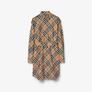 버버리 체크 코튼 셔츠 원피스 베이지