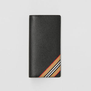 버버리 아이콘 스트라이프 프린트 레더 장지갑