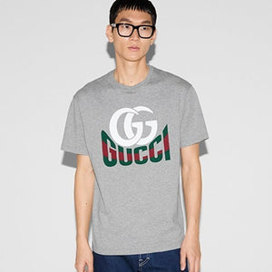 [국내배송] 구찌 로고 프린트 코튼 반팔티 그레이