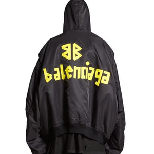 발렌시아가 테이프 타입 라이트 후드 보머 재킷