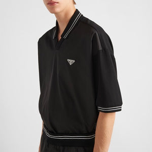 [국내배송] 프라다 트라이앵글 로고 피케 폴로 반팔티 블랙