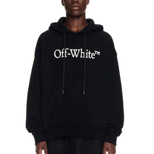 [국내배송/당일출고] 오프화이트 코튼 로고 프린트 후드 블랙