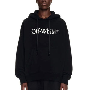 [국내배송/당일출고] 오프화이트 코튼 로고 프린트 후드 블랙