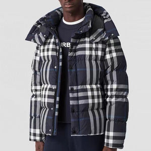 버버리 래릭 체크 후드 다운 패딩 자켓