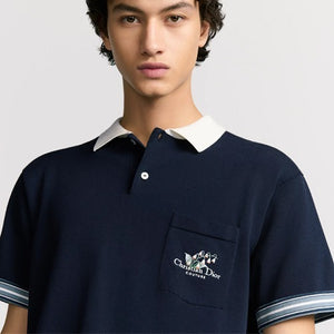 디올 크리스찬 디올 은방울꽃 폴로 반소매 셔츠 블루