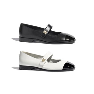 샤넬 CC 턴락 레더 메리제인 플랫 슈즈 2color